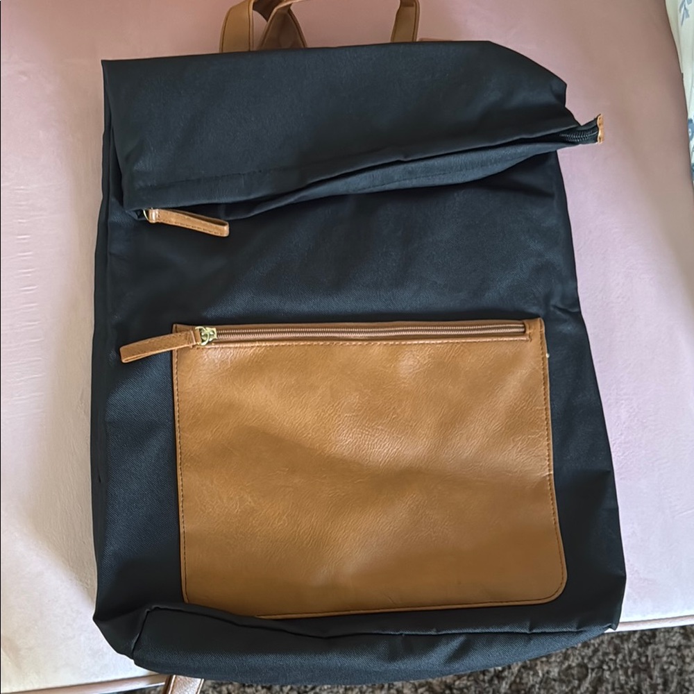 Black and Tan fold over Backpack